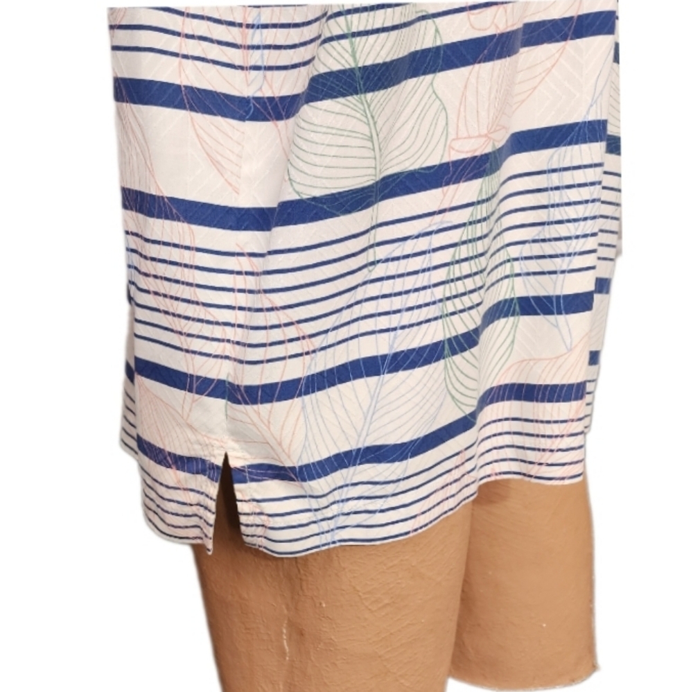TOMMY BAHAMA 100% Silk Striped Leaf Print Button Up Shirt Cream Multi  S… - Picture 5 of 15